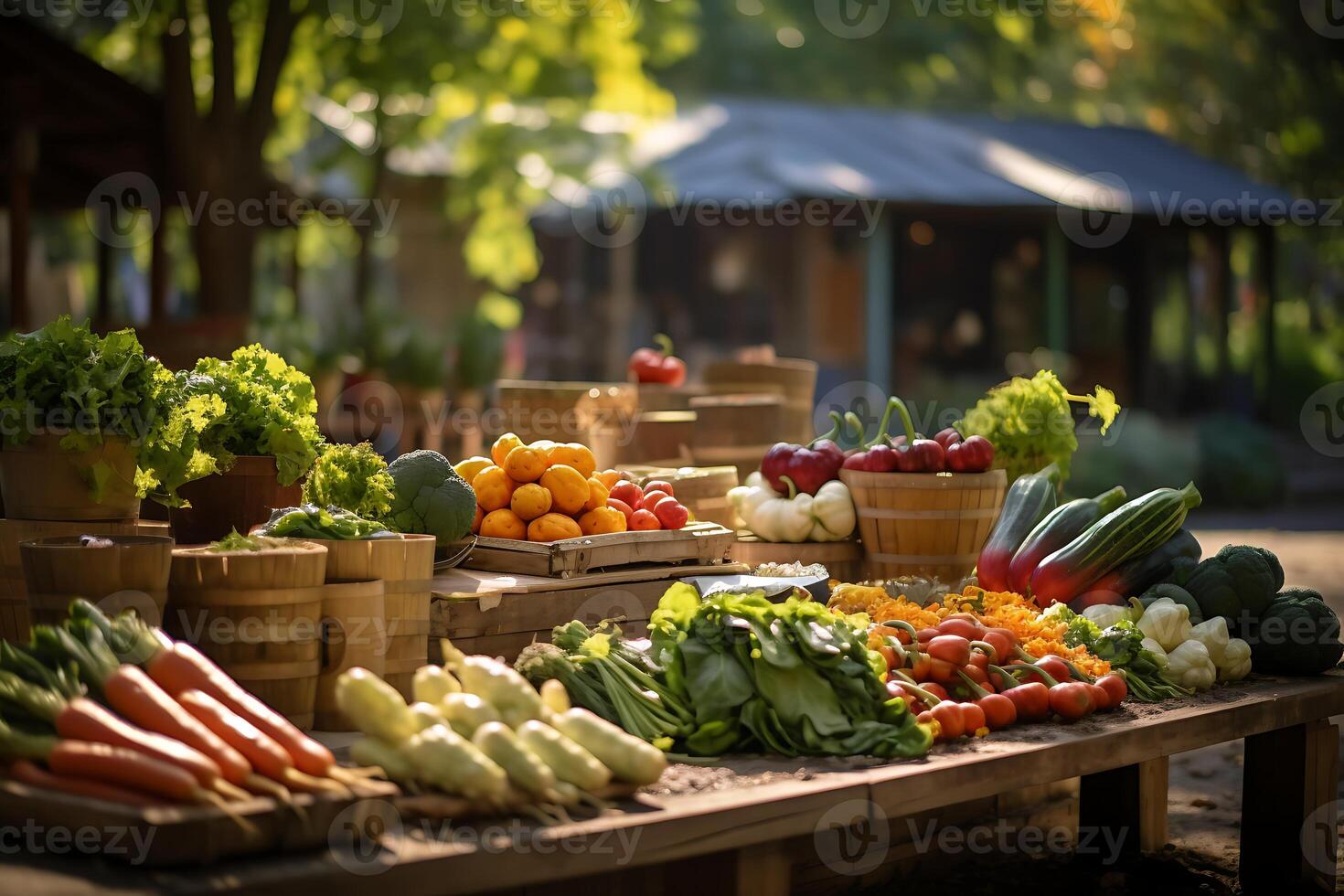 ai généré des fruits et des légumes pour vente à local marché photo