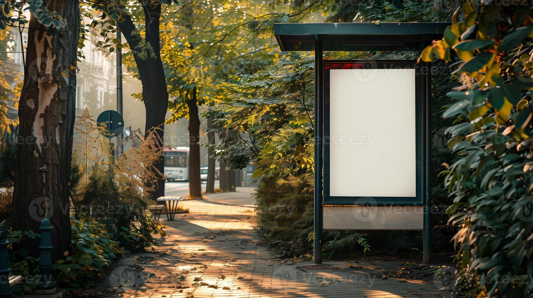 ai généré Publique espace publicité planche comme vide Vide blanc enseigne avec copie espace zone, autobus Arrêtez photo