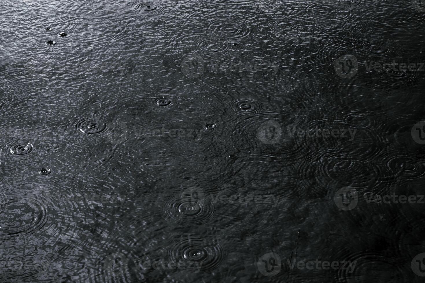 pluviométrie ou pluvieux temps concept avec goutte de pluie cercles sur le lac. photo