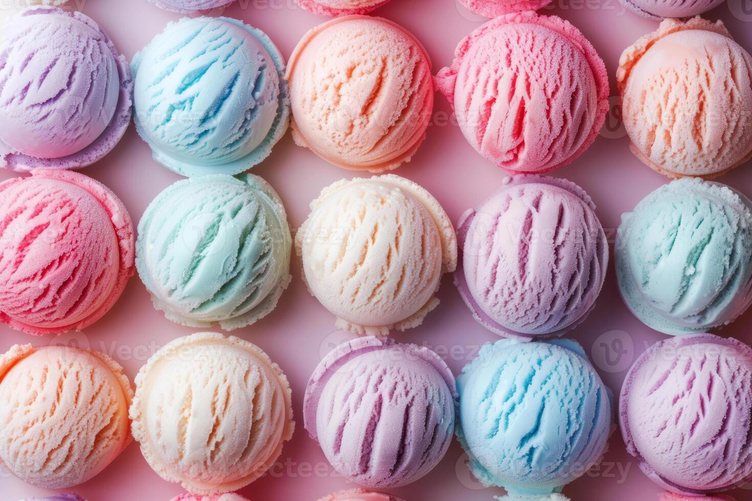 ai généré modèle de pastel coloré boules de la glace crème. été minimalisme. génératif ai photo