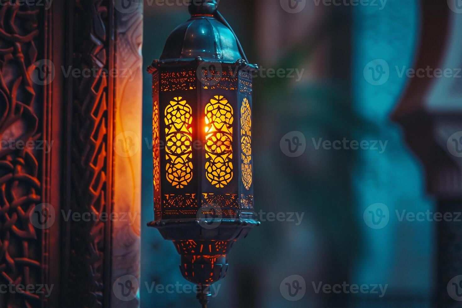 ai généré lampe avec arabe décoration photo