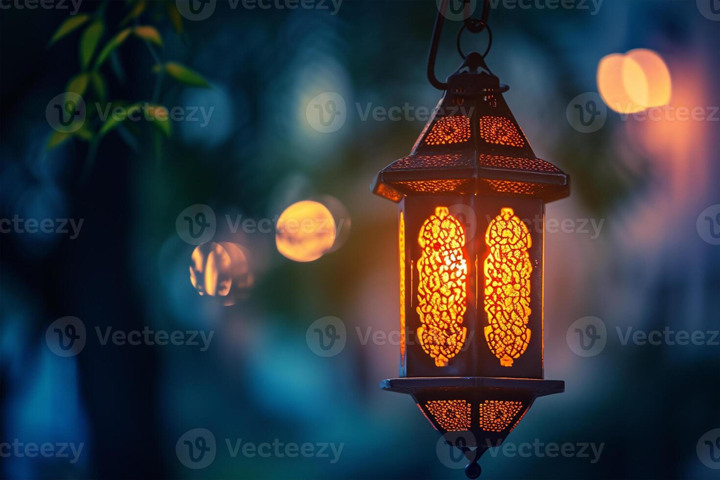 ai généré arabe lanterne dans le nuit. Ramadan concept photo