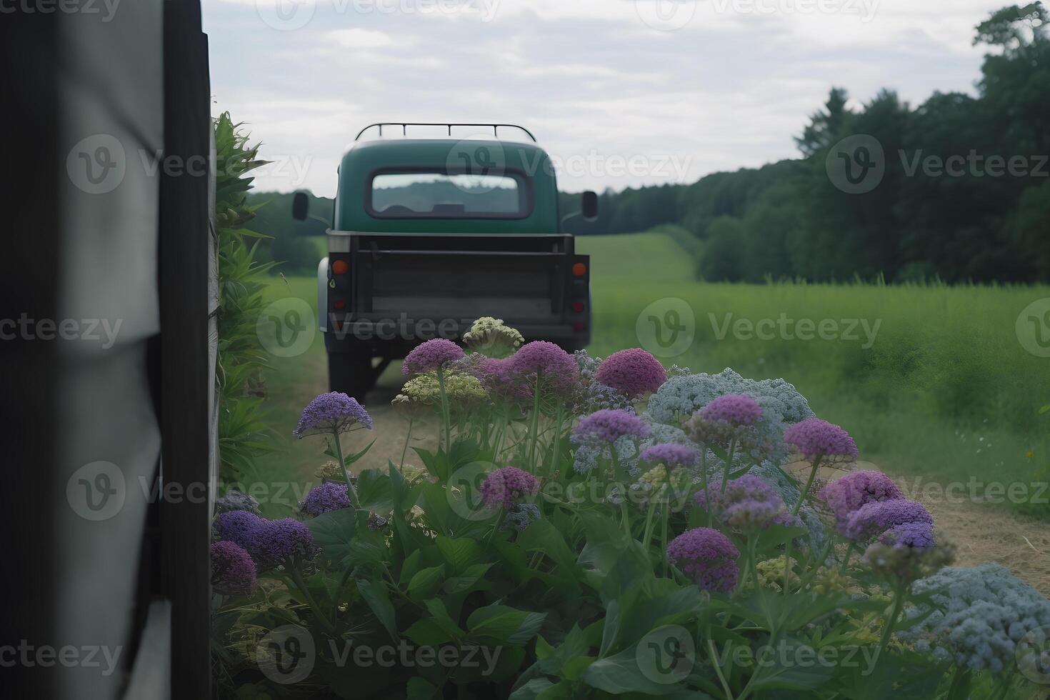 ai généré un camion de fleurs coloré Dalie. neural réseau ai généré photo