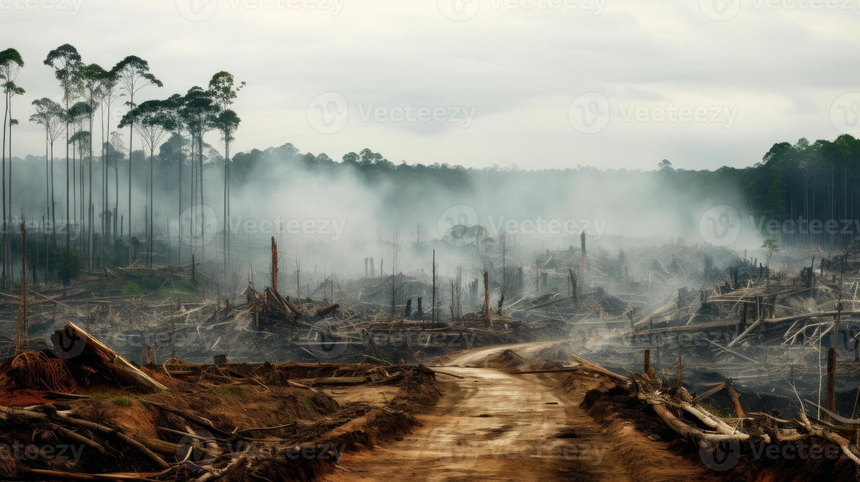 ai généré la déforestation forêt et illégal enregistrement. neural réseau ai généré photo