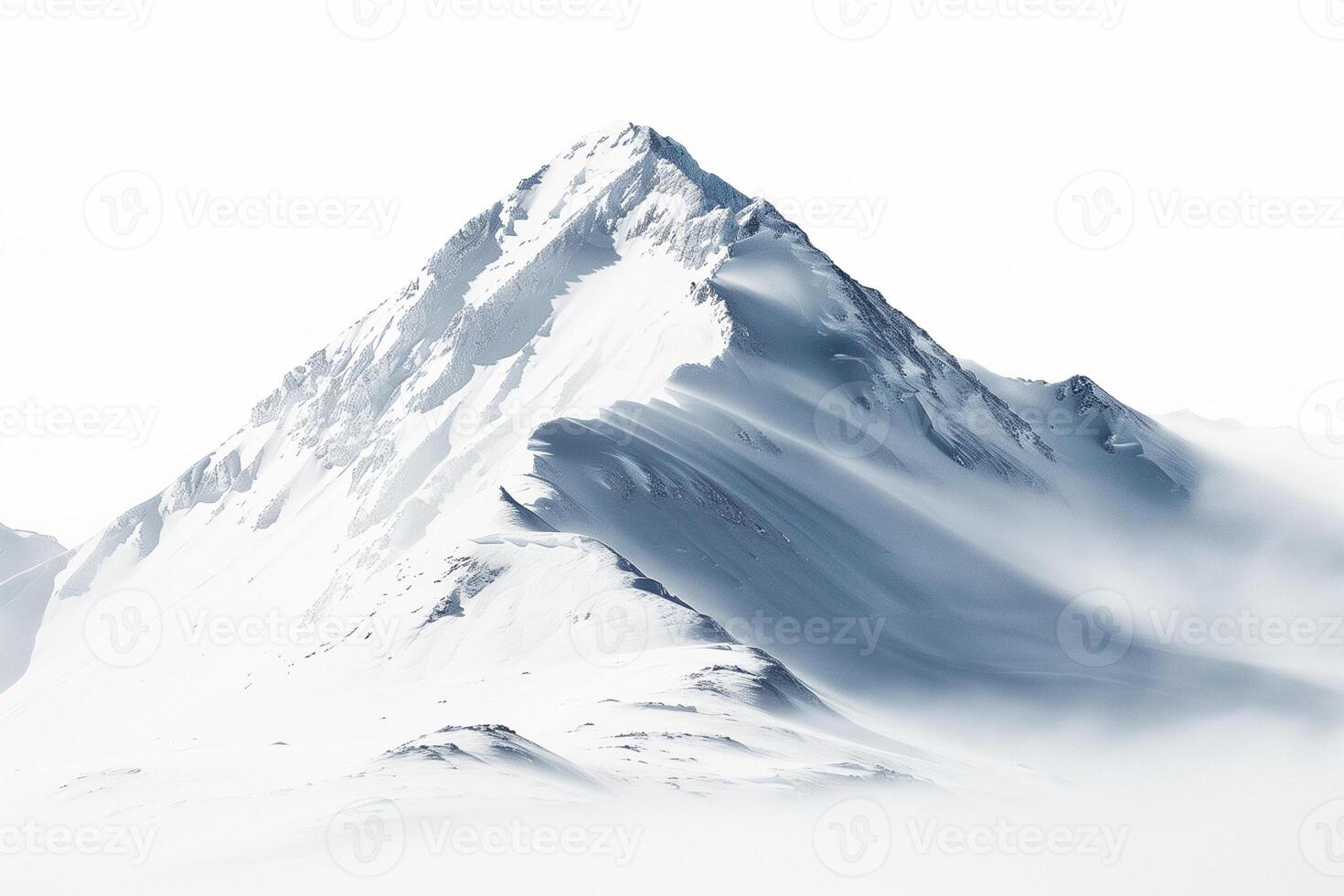 ai généré majestueux neigeux Montagne de pointe clair ciels photo