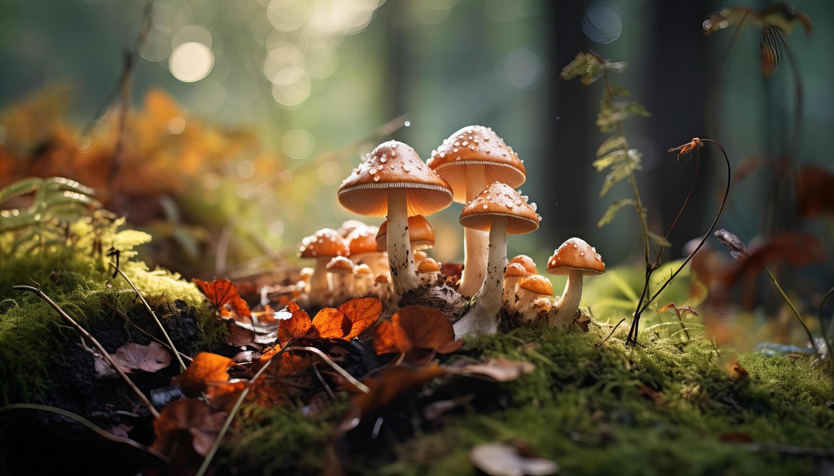 ai généré fermer la photographie de forêt champignons photo