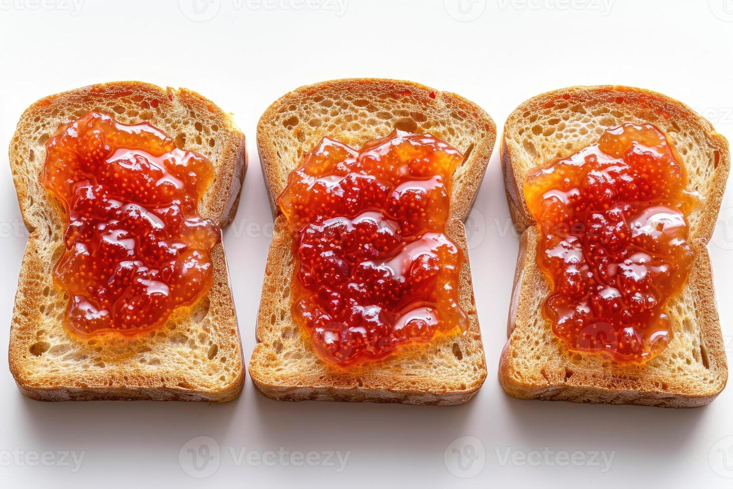 ai généré toasts avec des fruits confiture sur cuisine table professionnel La publicité nourriture la photographie photo