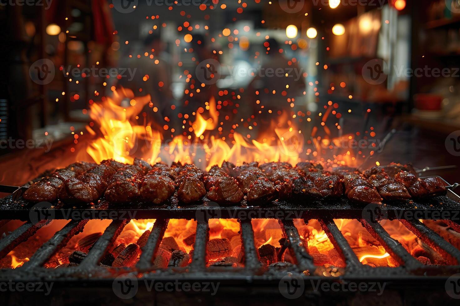 ai généré agneau étant grillé sur charbon professionnel La publicité nourriture la photographie photo