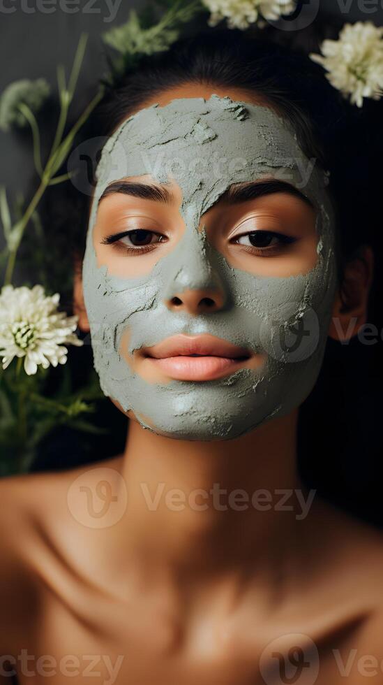 ai généré une fermer coup de une la personne fabrication leur posséder Naturel visage masque est DIY soin de la peau photo