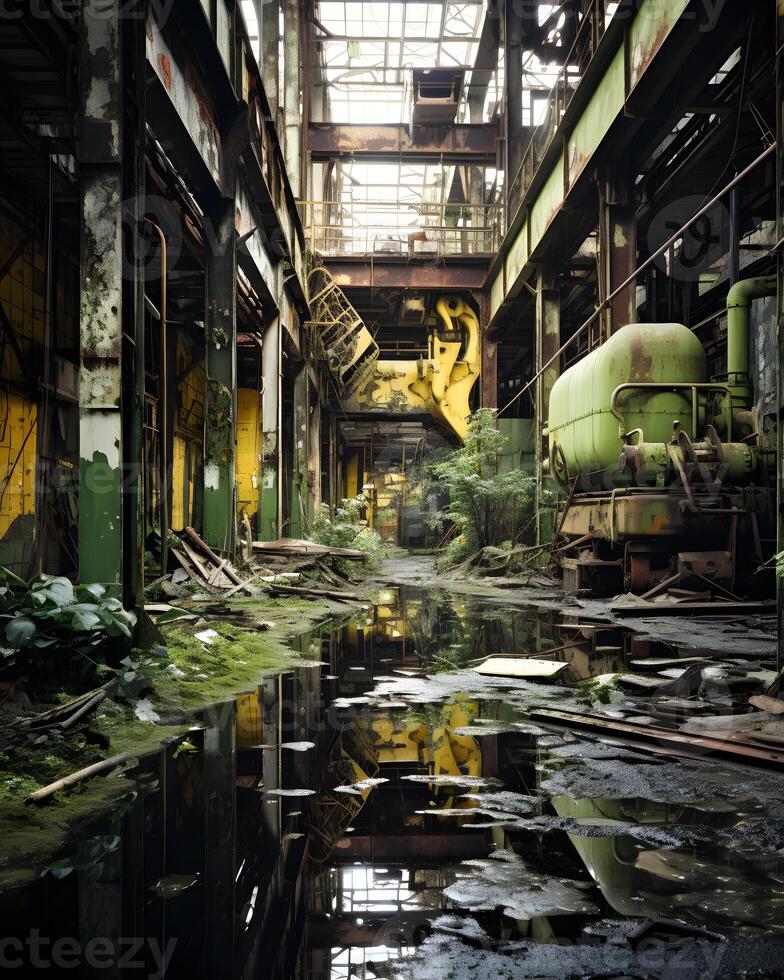 ai généré capturer le hanté beauté de abandonné industriel les espaces photo