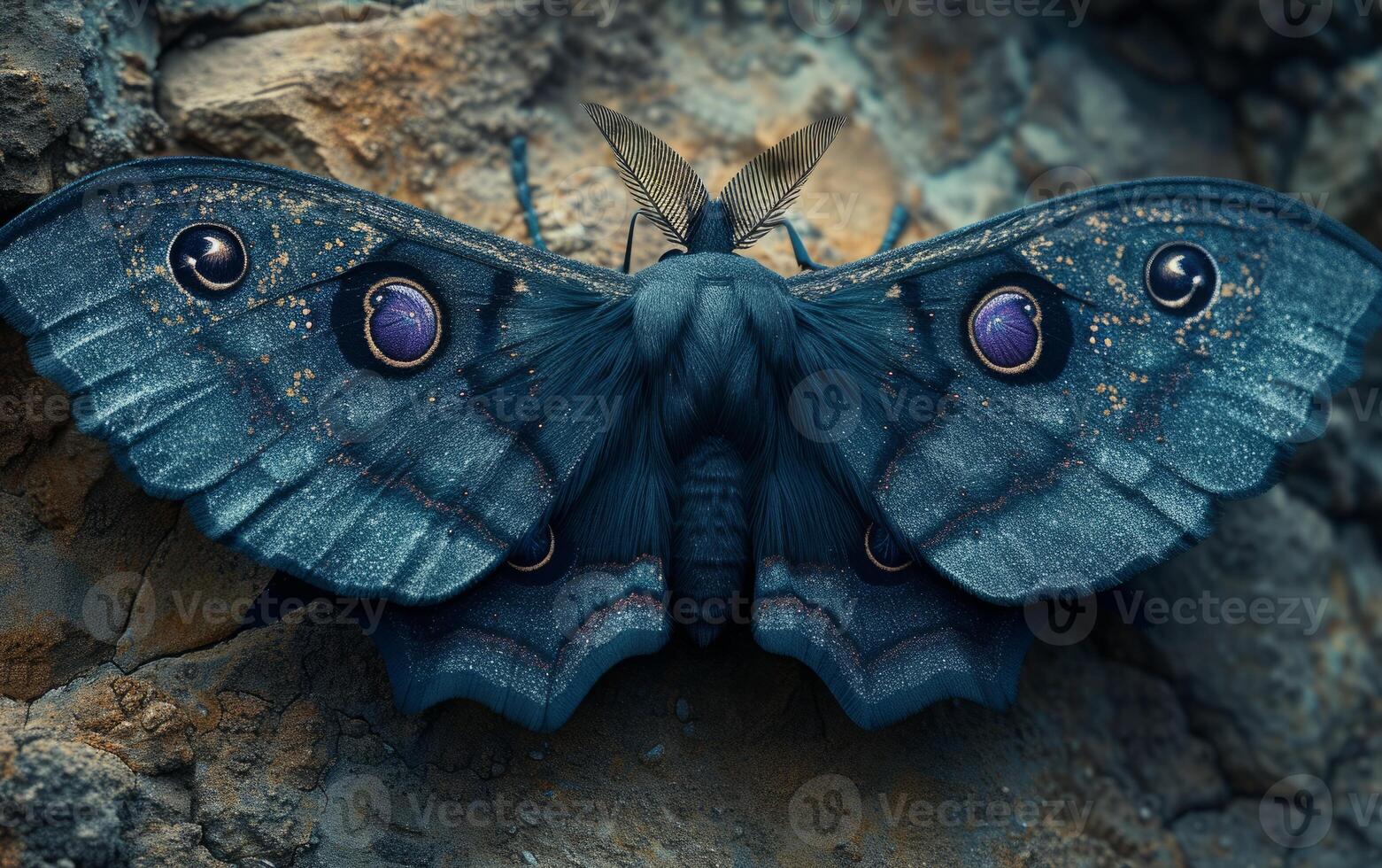 ai généré grandiose bleu papillon de nuit exposant oculaire motifs photo