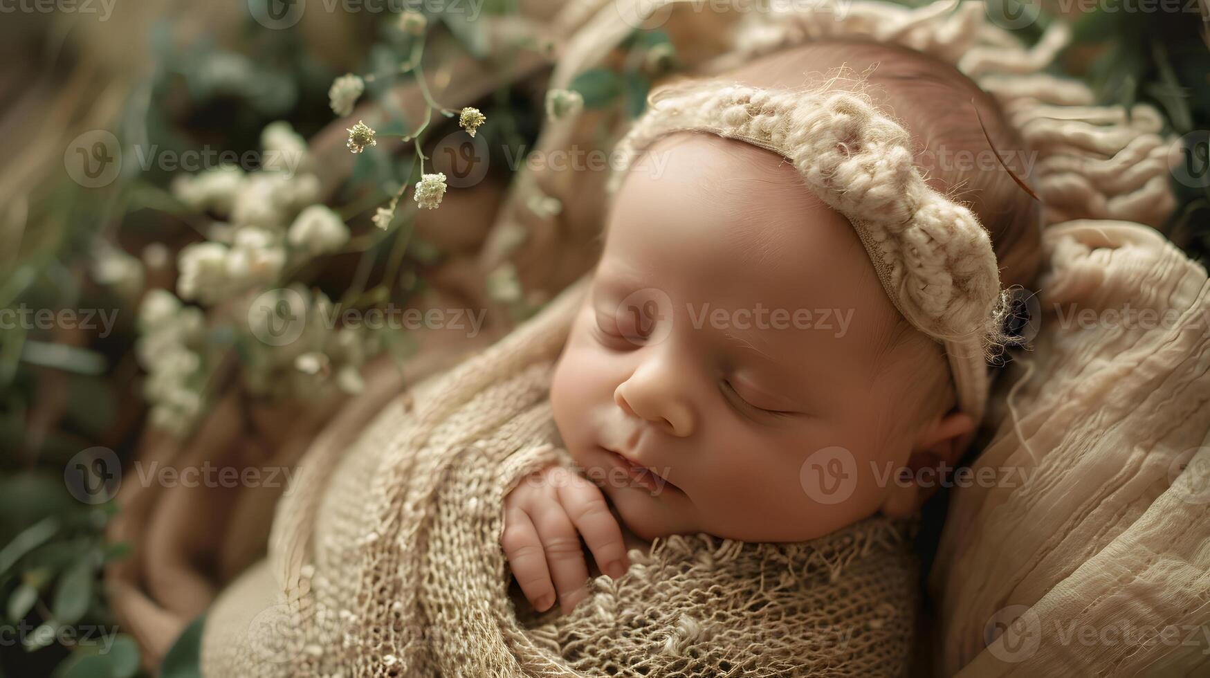 ai généré une magnifique nouveau née bébé dans doux confortable vêtements. ai généré photo