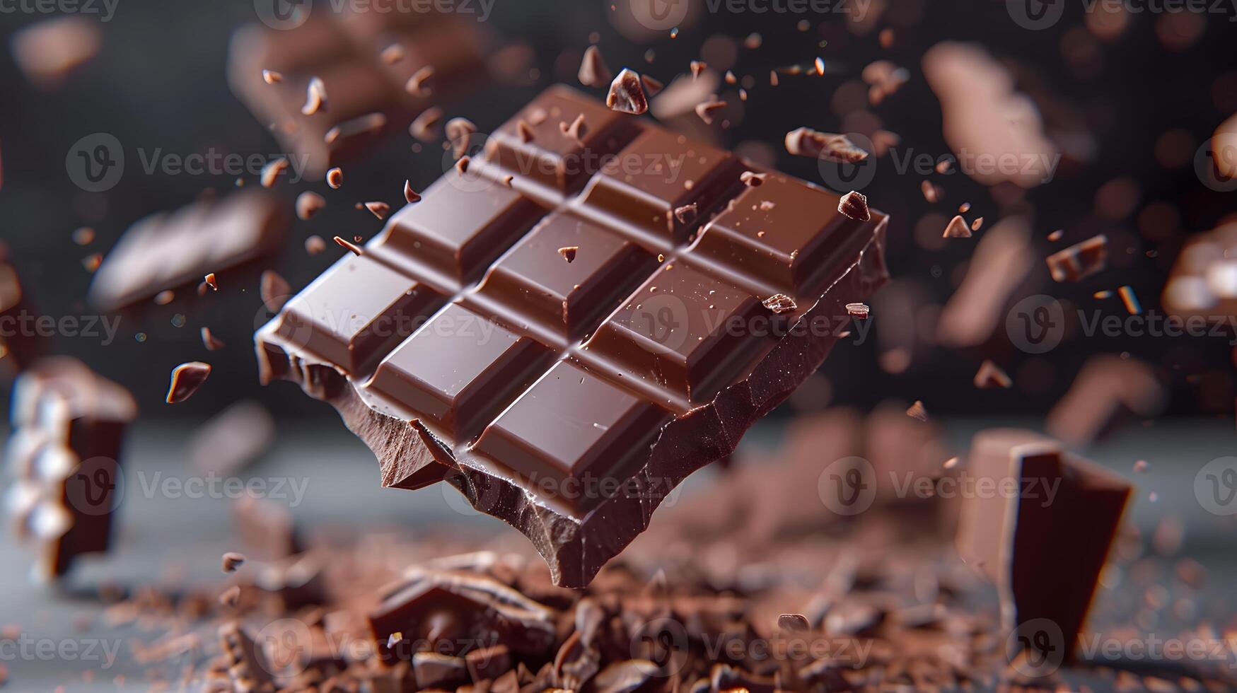 ai généré sucré foncé Chocolat bar cassé dans pièces. ai généré photo