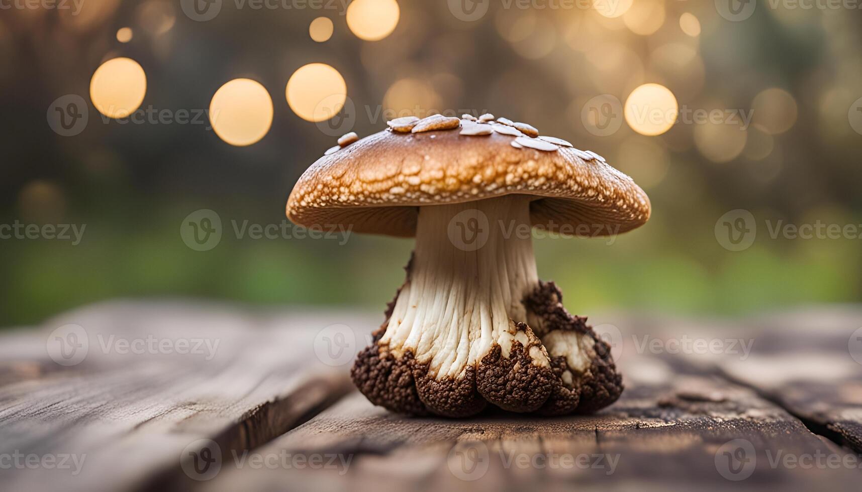 ai généré shiitake champignon sur en bois table photo
