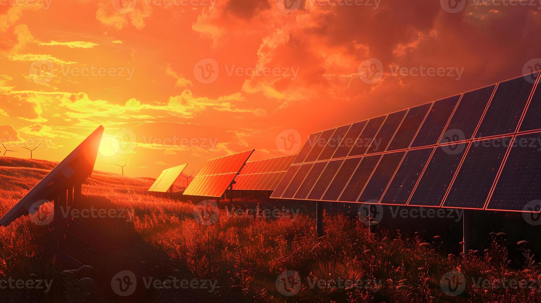 ai généré des champs de solaire panneaux et systèmes à produire vert électricité. ai généré photo