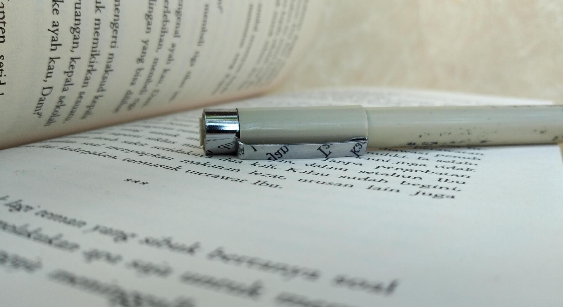 fermer de une Fontaine stylo sur un ouvert livre, sélectif concentrer photo