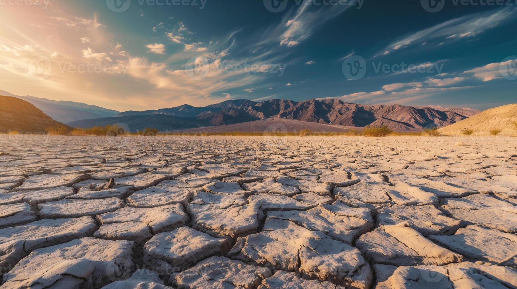 ai généré sec terre avec fissuré sol photo