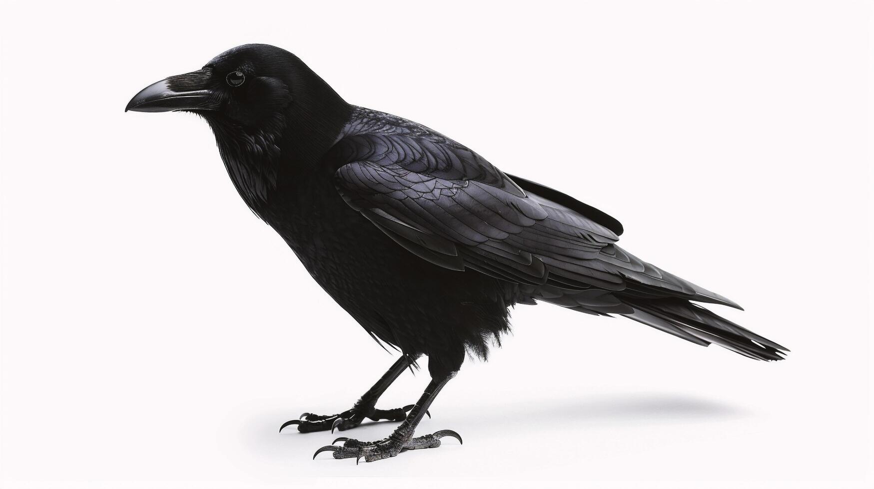 ai généré noir corbeau sur une blanc Contexte photo