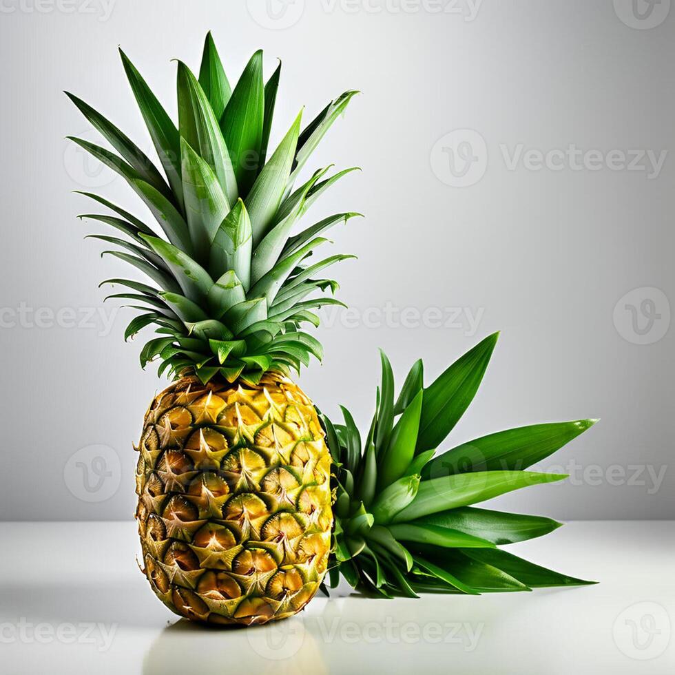 ai généré une ananas sur une blanc Contexte photo