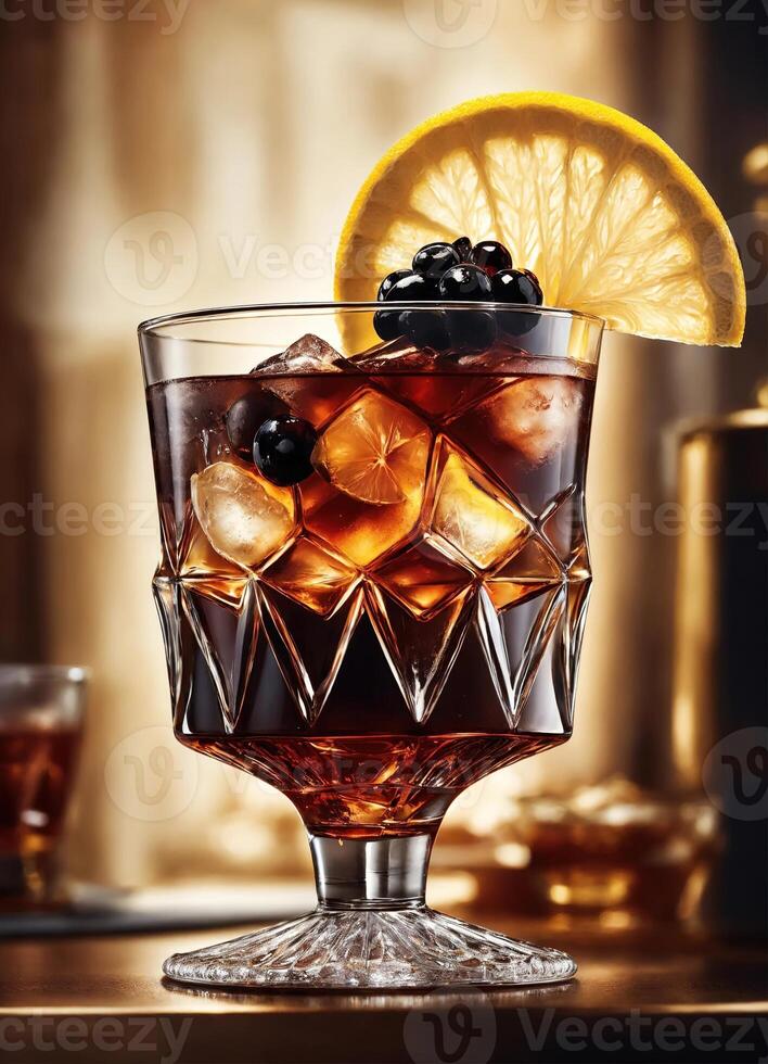 ai généré Cuba libre cocktail avec rhum, Cola, citron vert et glace. ai génératif photo