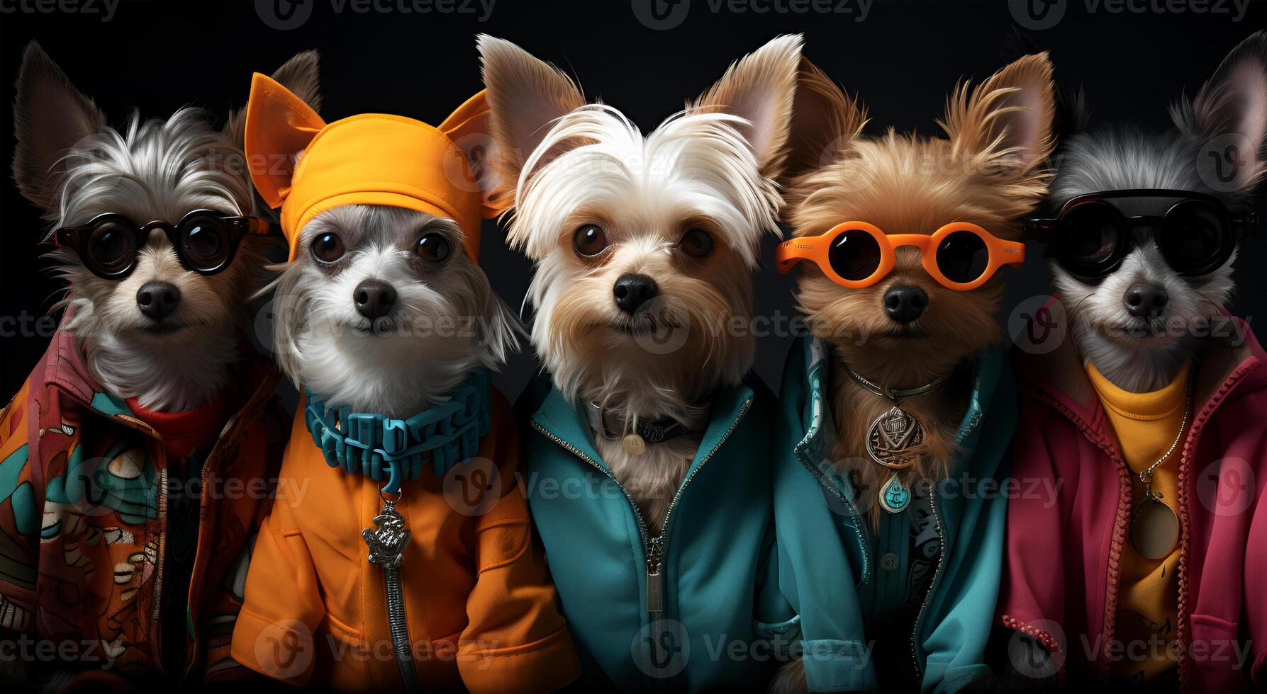 ai généré magnifique vue de une variété de chiens et chien vêtements dans une achats centre commercial photo