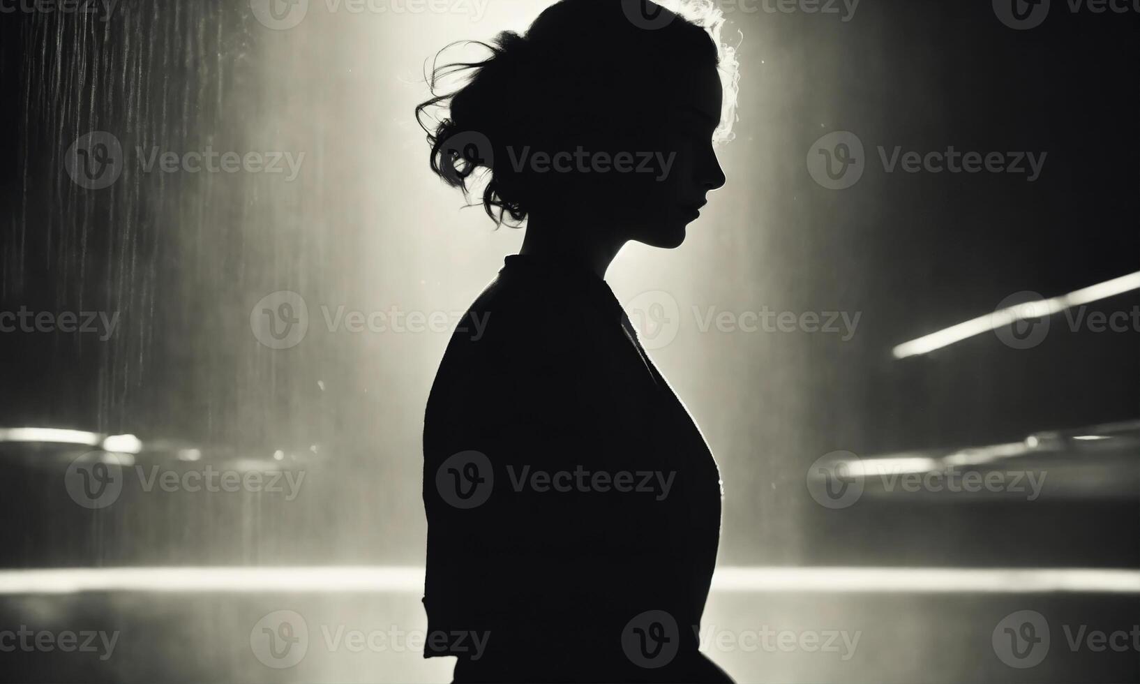 ai généré floue mouvement silhouette de une fille avec longue cheveux. ai génératif photo