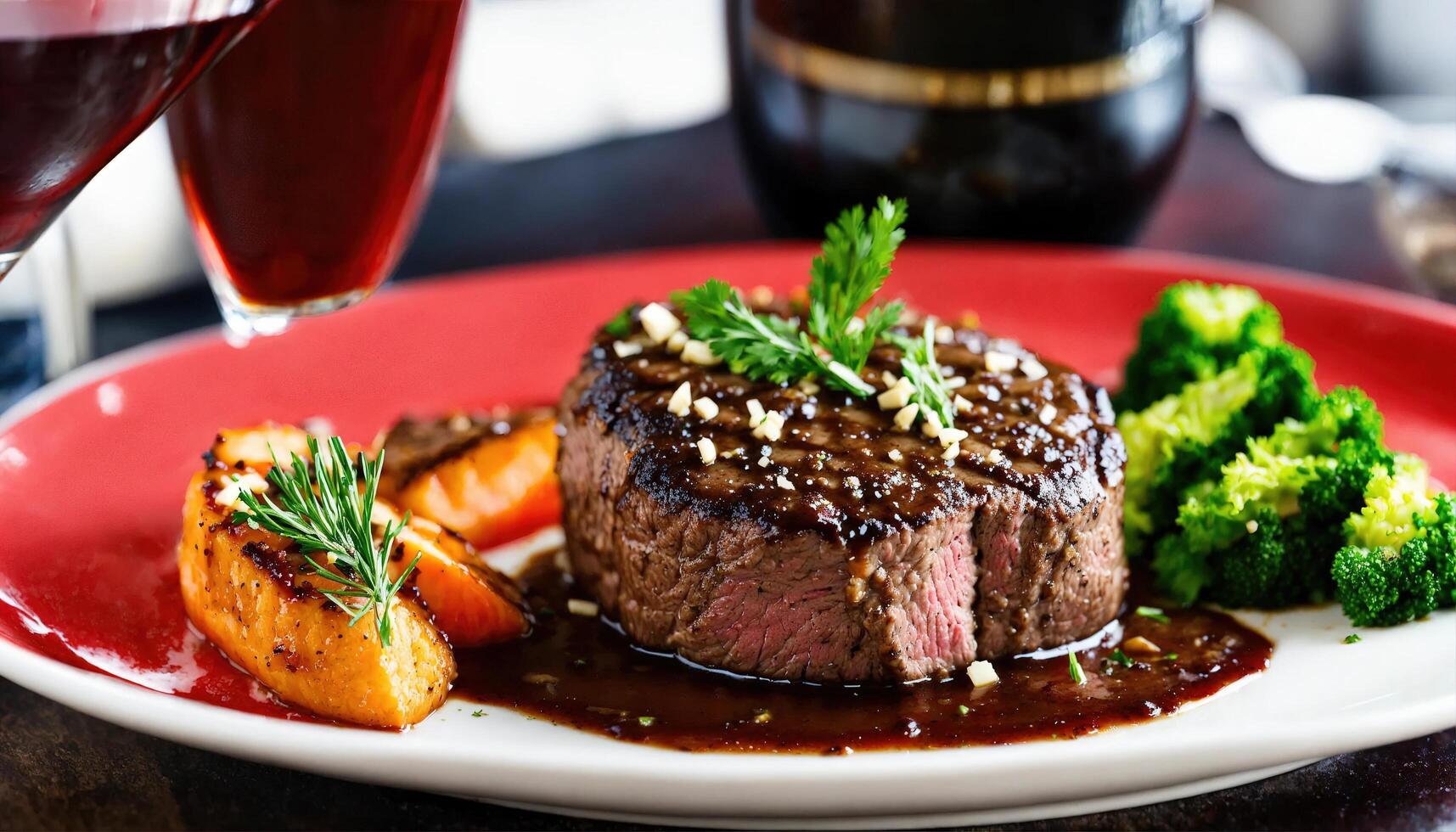 ai généré du boeuf steaks avec asperges et balsamique vinaigre. ai génératif photo