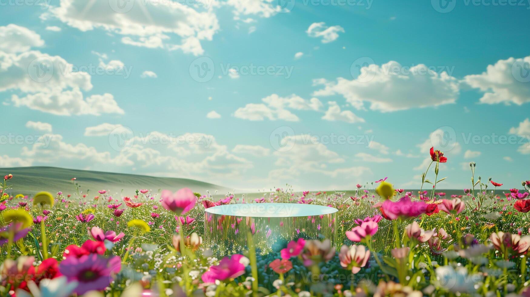 ai généré des produits afficher podium scène avec blanc fleur supporter à spectacle cosmétique produit photo