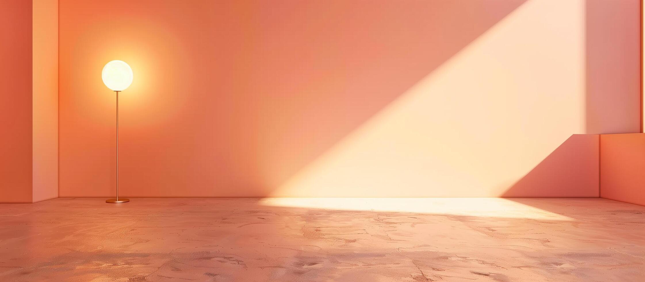 ai généré vide moderne pièce de pêche duvet Couleur mur avec béton sol concept Contexte photo