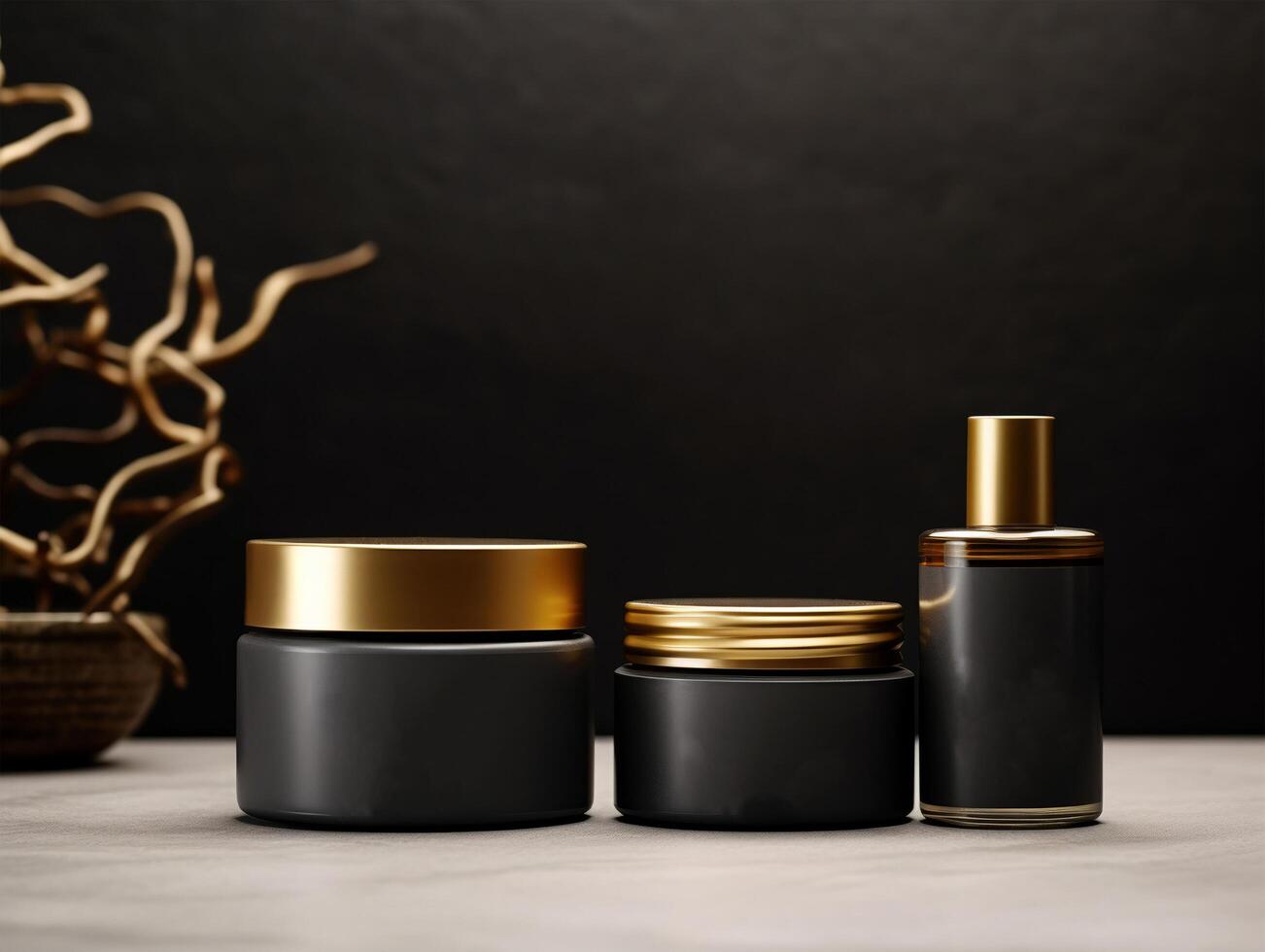 ai généré noir or luxe cosmétique produit maquette modèle, génératif ai photo