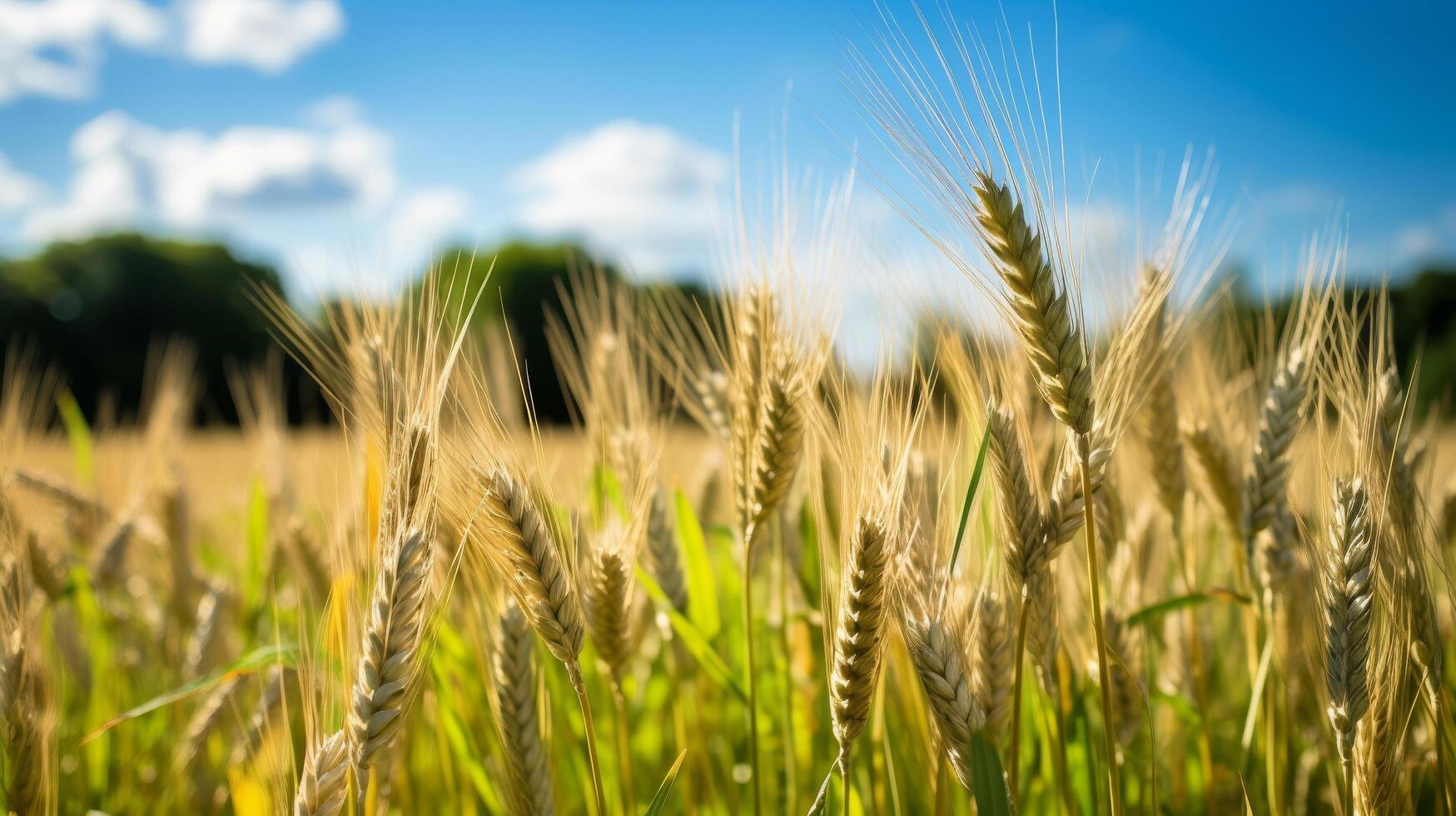 ai généré orge champ se prélasser dans le été Soleil photo