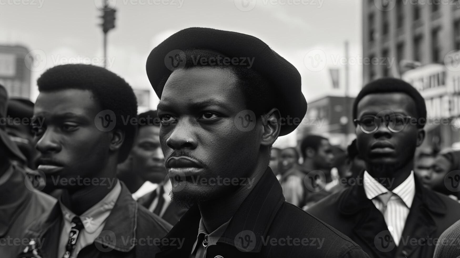 ai généré groupe de noir gens à une manifestation photo