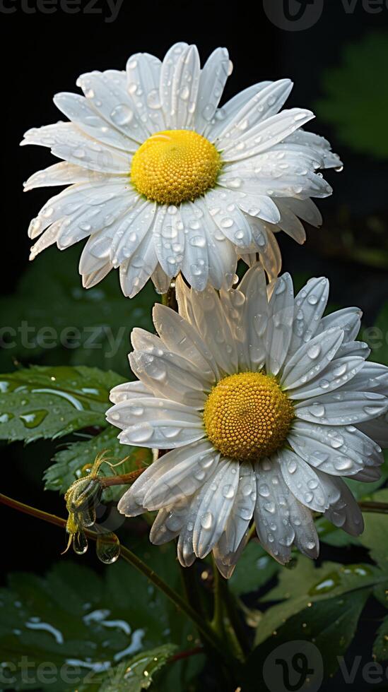 ai généré Marguerite fleur blanc pétales et Jaune pistils épanouissement photo