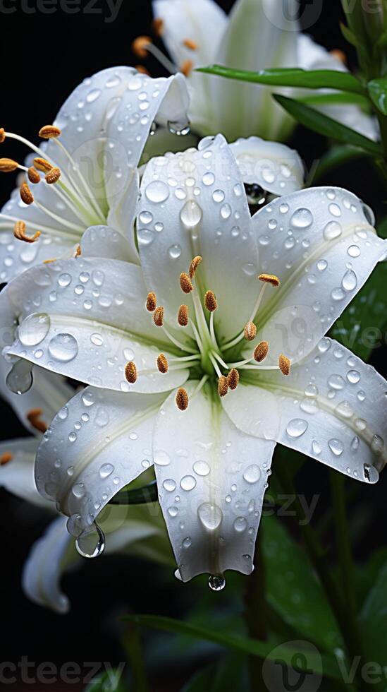 ai généré lis blanc fleur fleur décoration plante fond d'écran photo