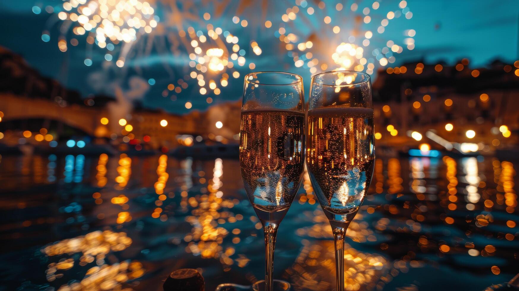 ai généré deux des lunettes de Champagne avec feux d'artifice photo