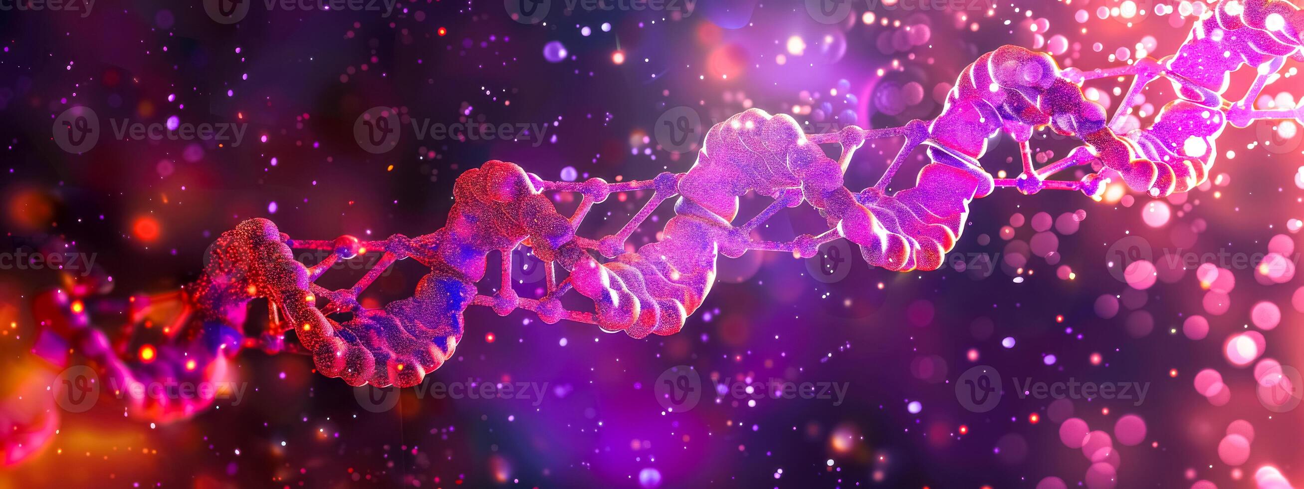 ai généré vibrant ADN brin contre cosmique Contexte photo