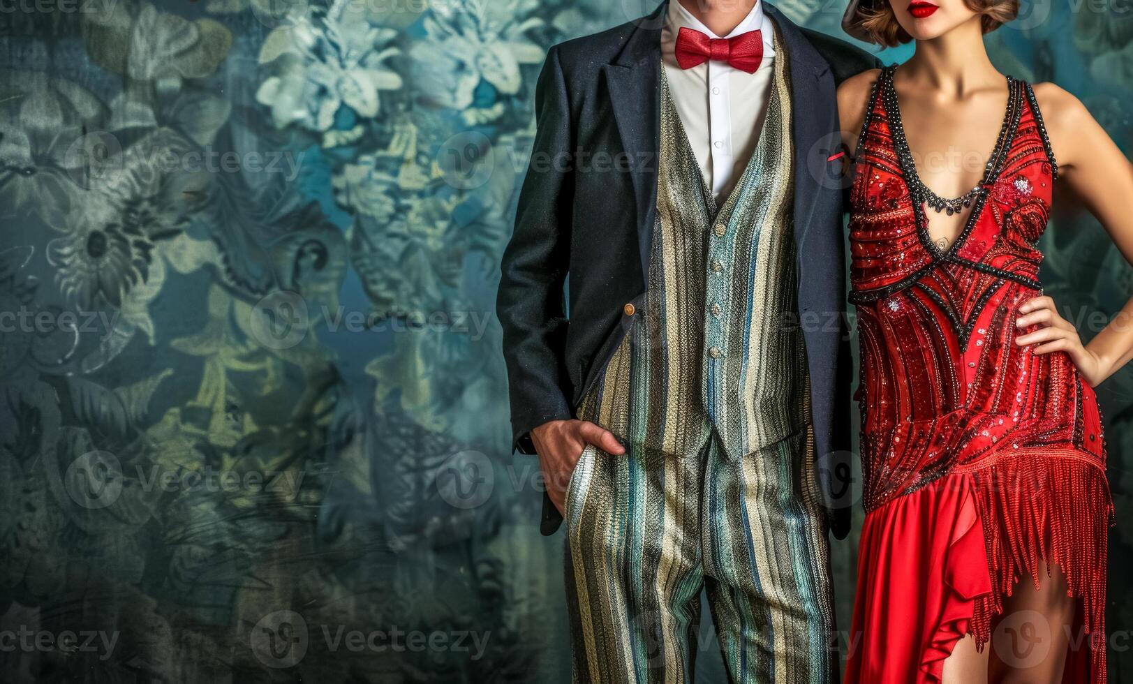 ai généré élégant couple dans ancien mode à une gatsby fête photo