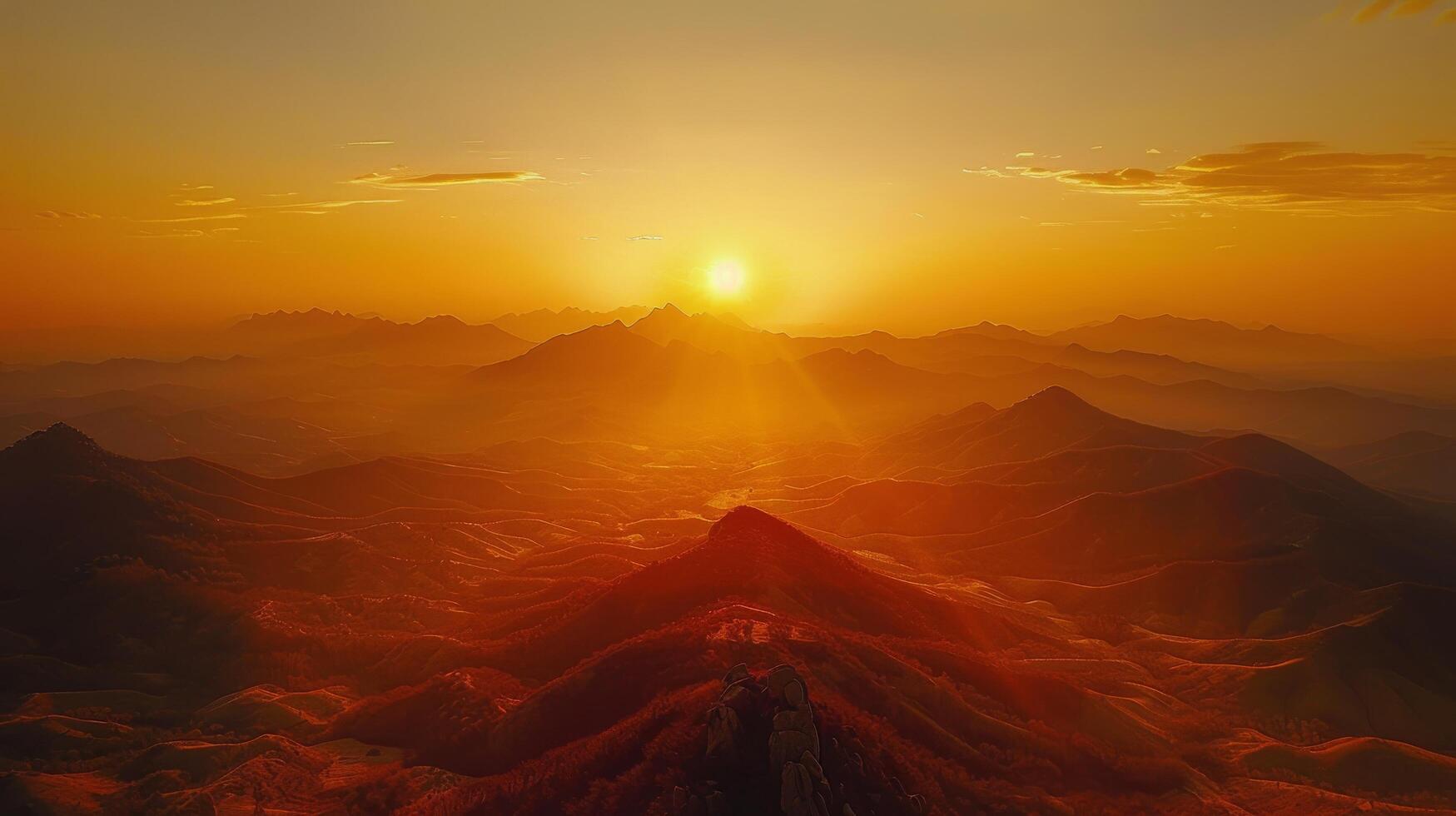 ai généré Soleil réglage plus de Montagne intervalle photo