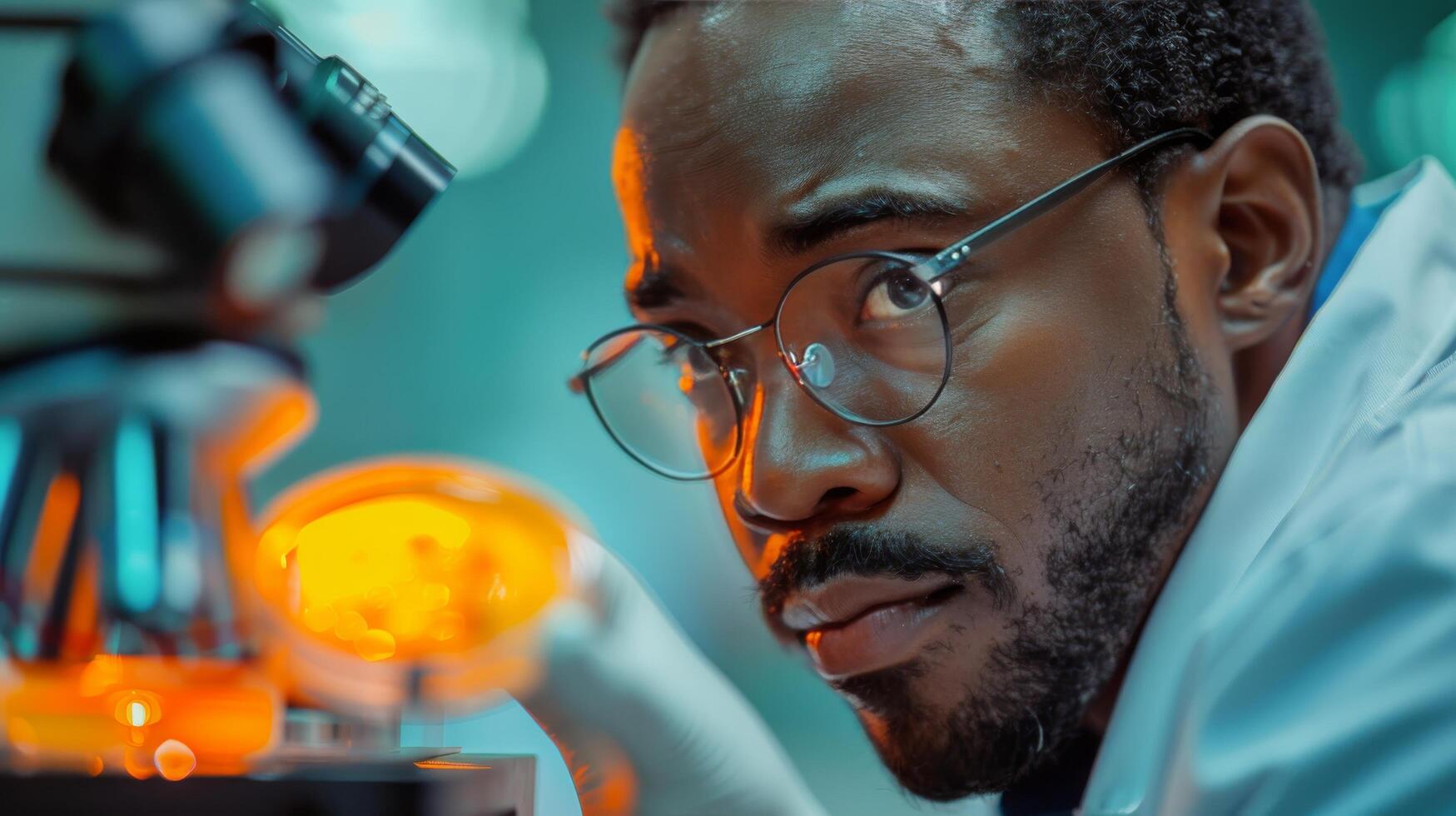 ai généré homme dans des lunettes observer machine photo