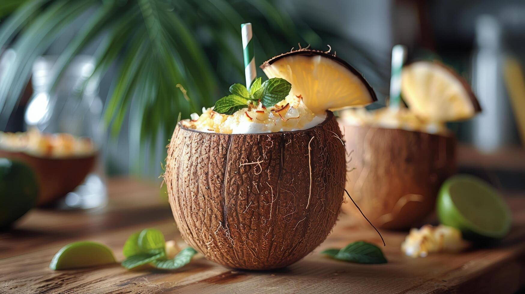 ai généré noix de coco tasse boisson proche en haut photo