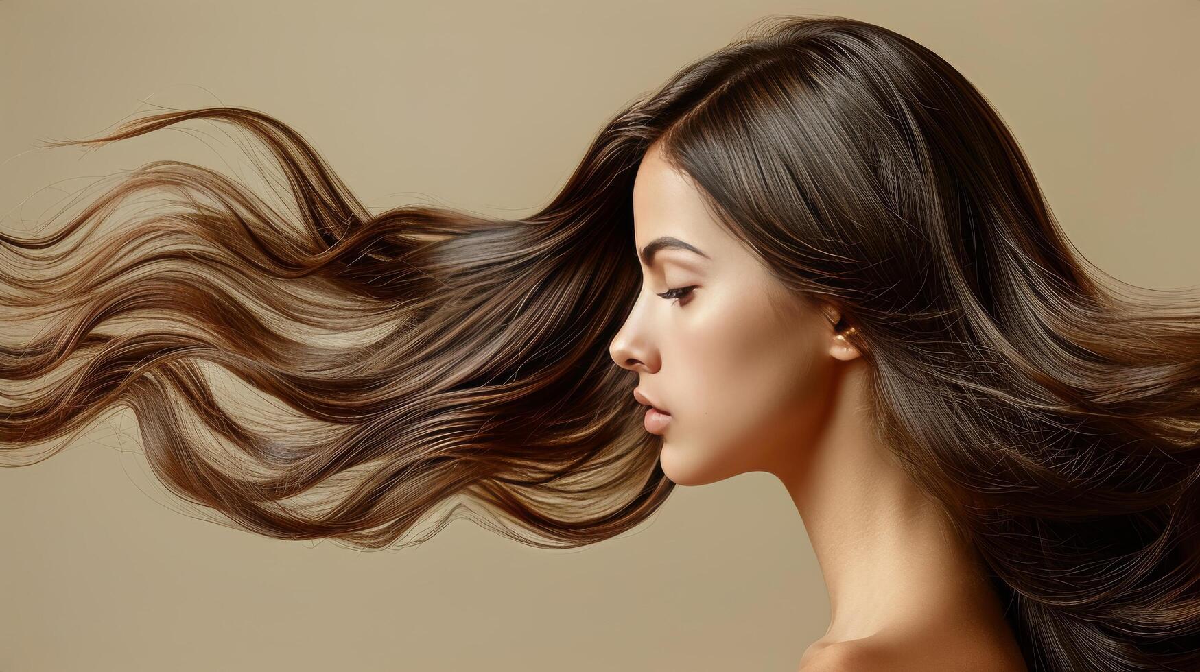 ai généré proche en haut de longue blond cheveux photo