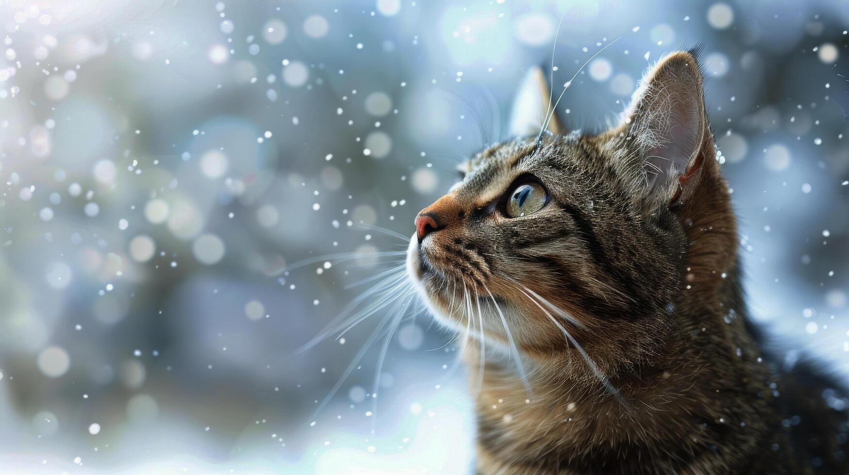 ai généré proche en haut de chat dans neige photo