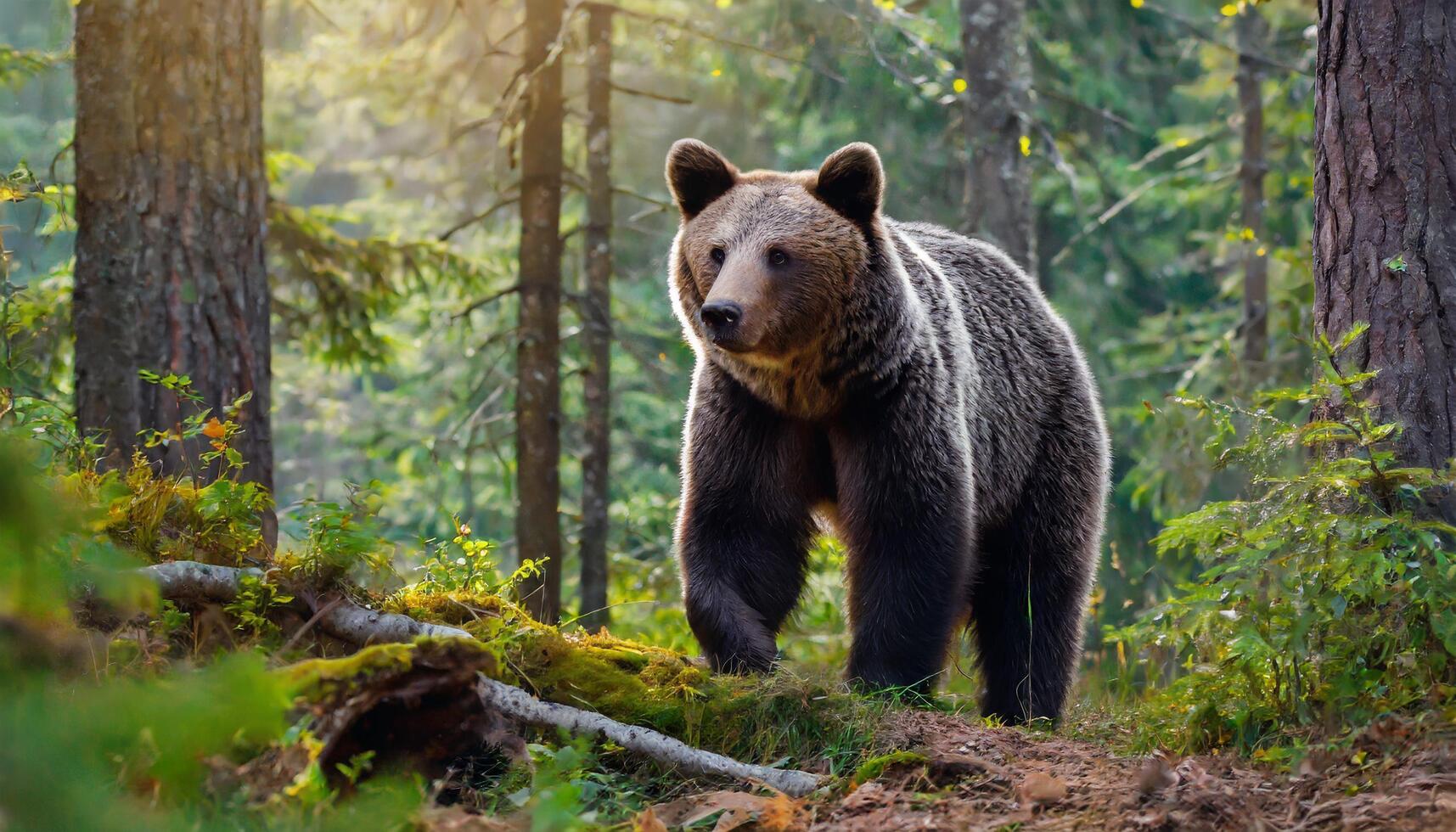 ai généré photo de une ours dans le forêt