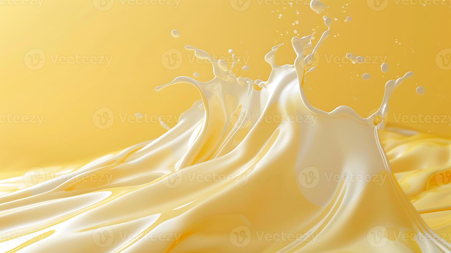 ai généré Lait éclaboussure sur Jaune Contexte photo