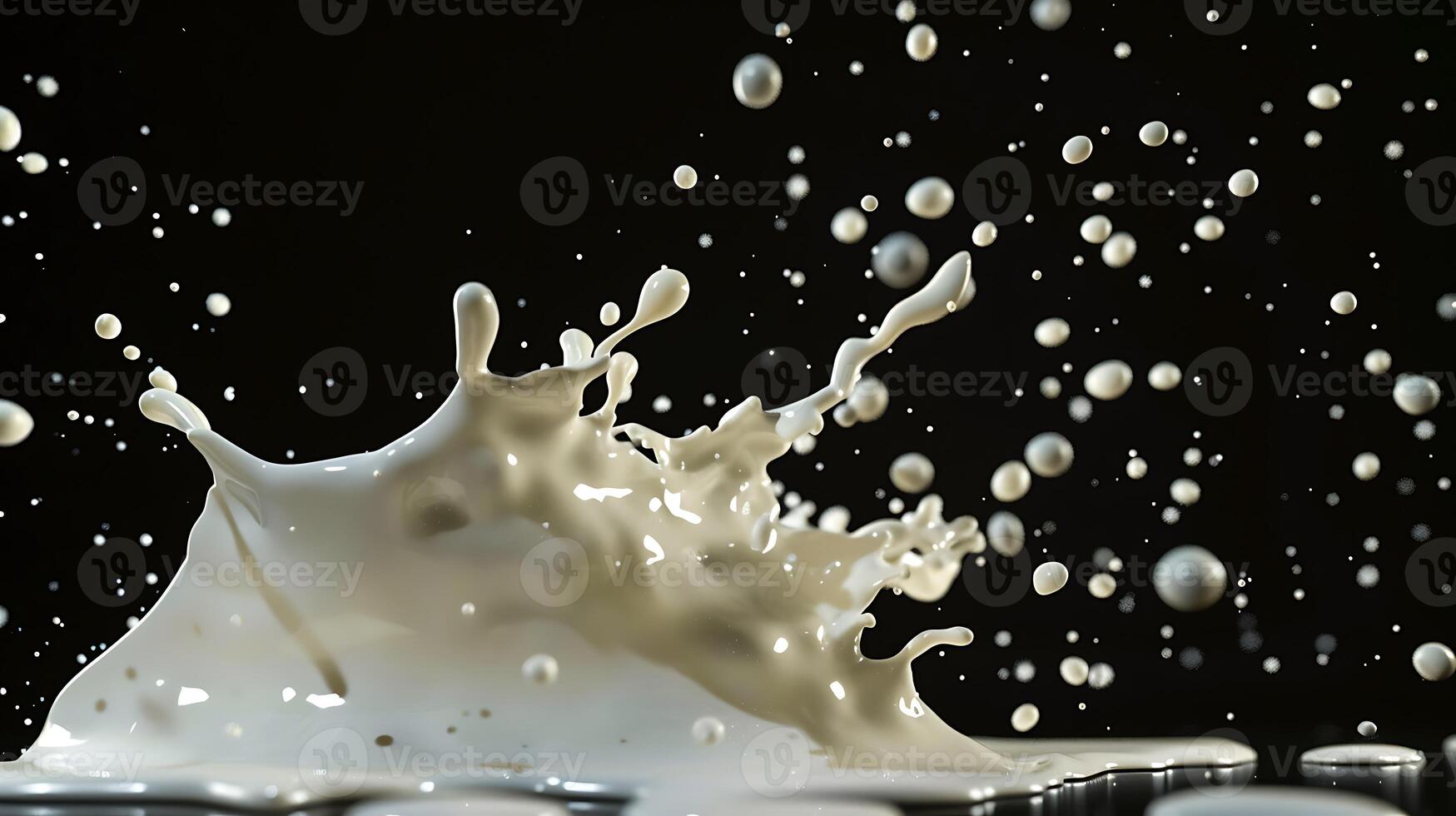 ai généré Lait ou blanc liquide éclaboussure isolé sur noir Contexte photo