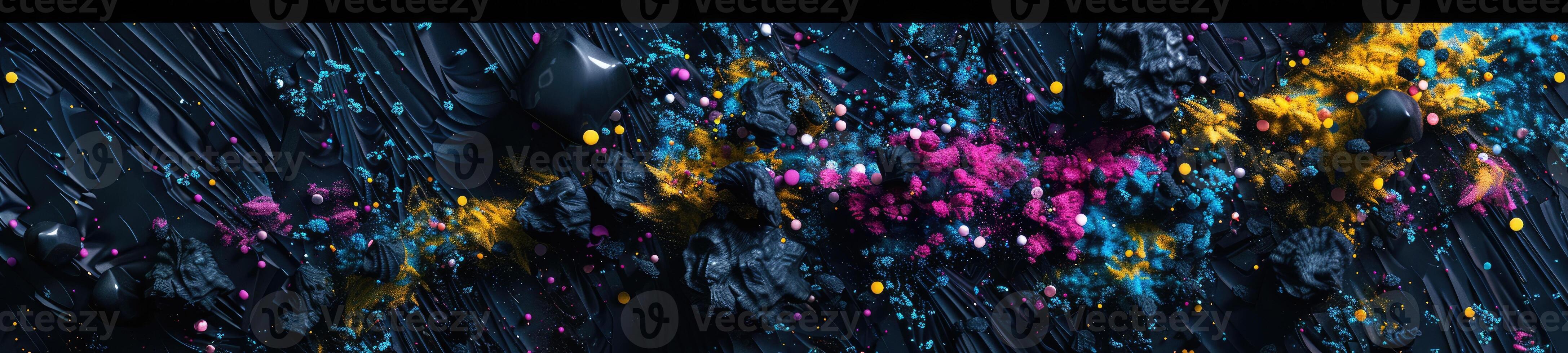 ai généré vibrant explosion de coloré particules Contexte photo
