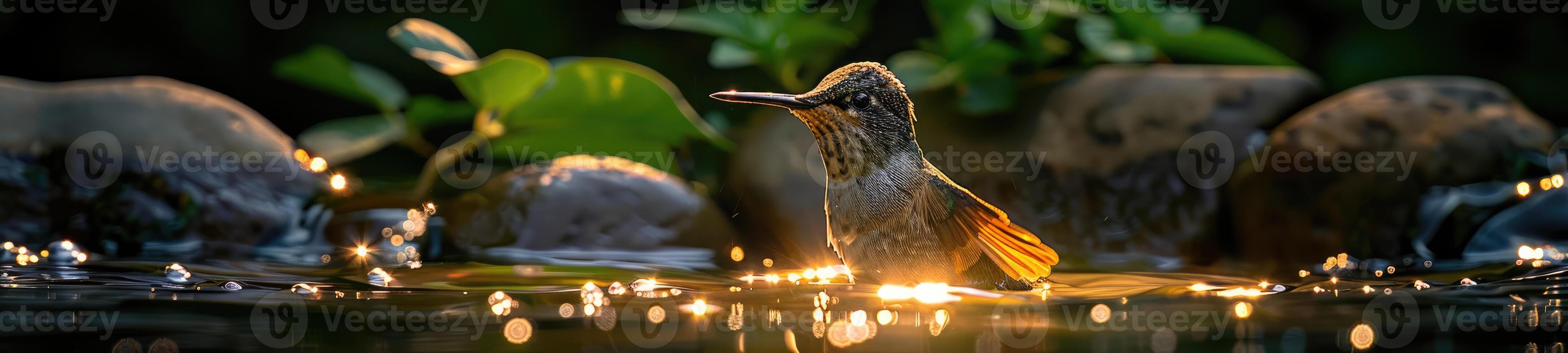 ai généré une très magnifique colibri près le rivière photo