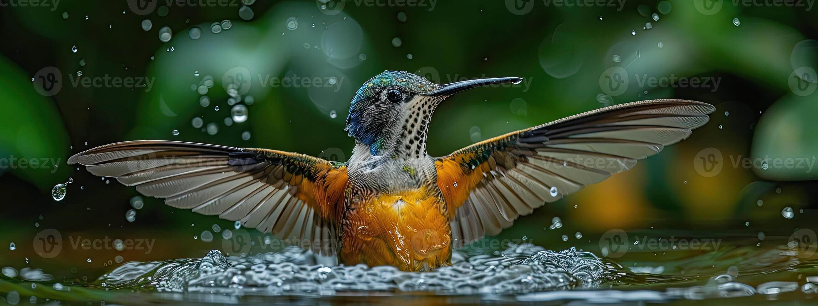 ai généré une très magnifique colibri près le rivière photo