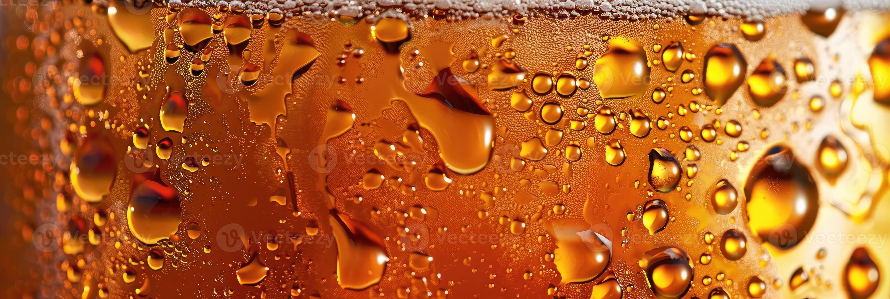 ai généré ultra proche en haut vue de Bière texture avec mousse photo