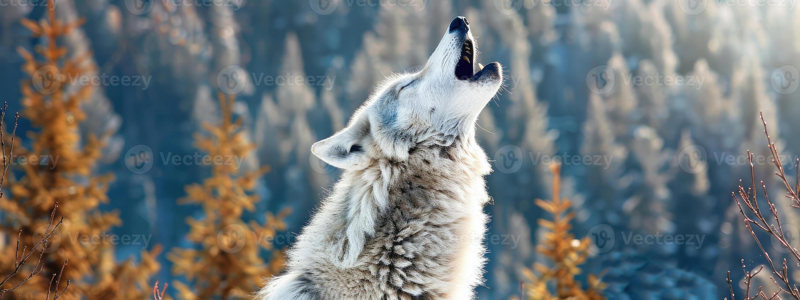 ai généré Loup hurlement dans la nature photo